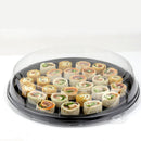 SABERT - Assiette noire en PET 23cm avec couvercles 25PC. - CleanServiceSA